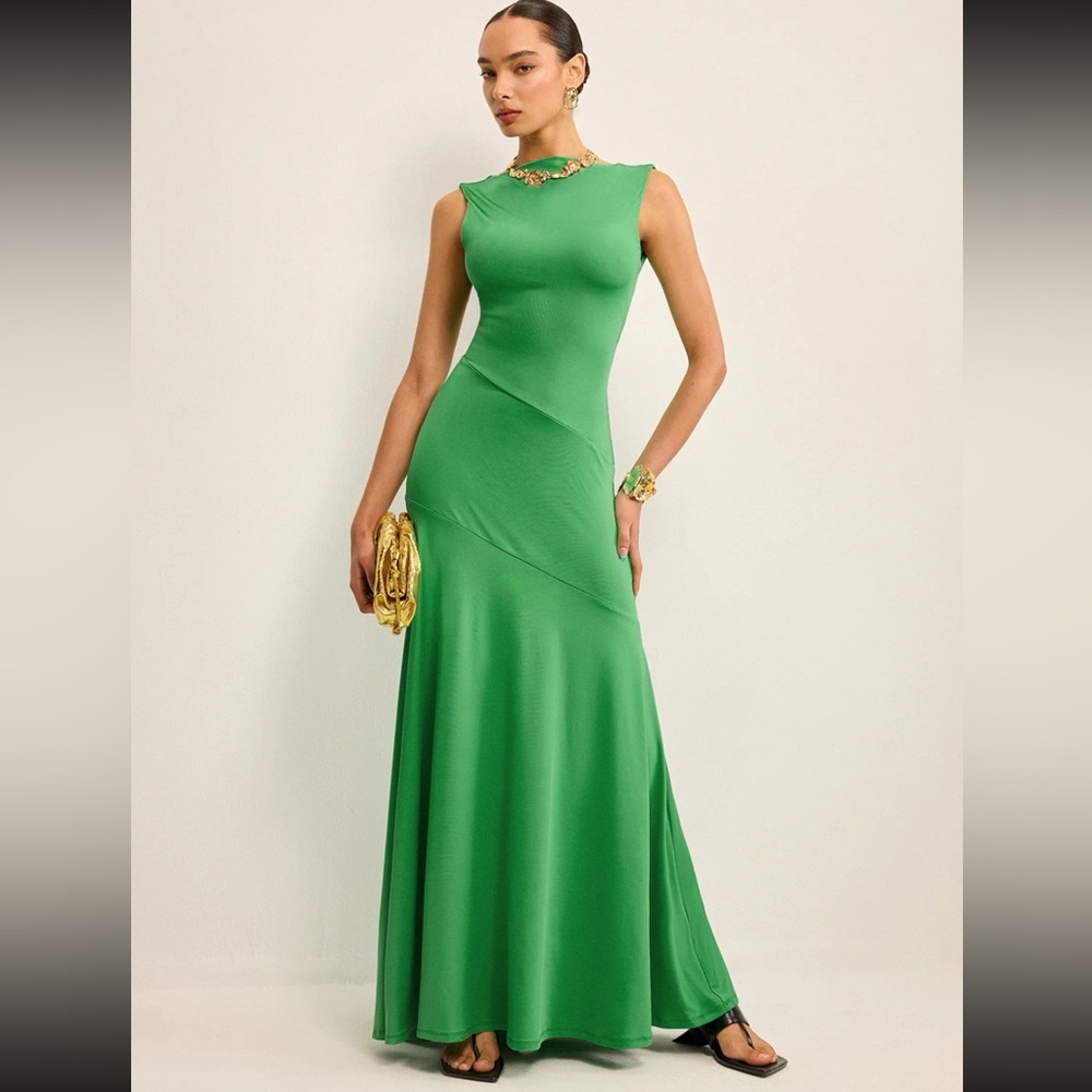 Commense Green backless Maxi Dress - L - Picture 1 of 3